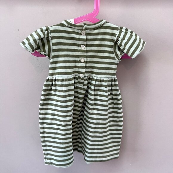 Kate Quinn Green Striped Flutter Sleeve Dress- NEW- Size 12-18m - Picture 4 of 4